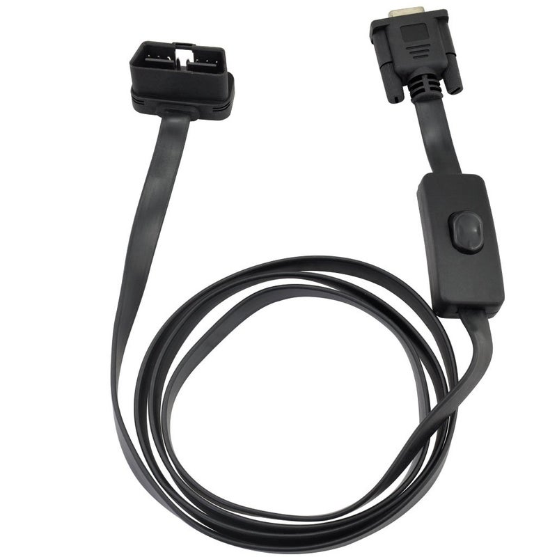 OLLGEN 1.5M 5ft OBD2 OBDII 16 Pin Male to DB9 Serial RS232 Female Port OBD Cable Adapter Diagnostic Extension Cable Connector with Power Switch - Image 4